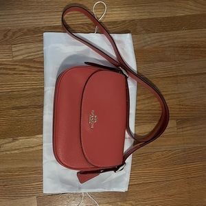 Coach Outlet Macie Saddlebag, Watermelon with gold hardware, EUC